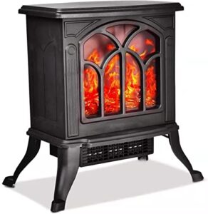 electric fireplace heater stove indoor, 18'' compact freestanding infrared heater with realistic flame, 800/1500w portable space heater, overheating protection, etl certified