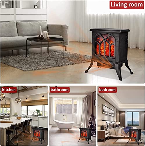 Electric Fireplace Heater Stove Indoor, 18'' Compact Freestanding Infrared Heater with Realistic Flame, 800/1500W Portable Space Heater, Overheating Protection, ETL Certified
