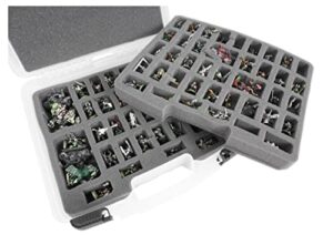 case club 82+ miniature figurine hard shell carrying case - fits warhammer 40k, dnd, battletech, citadel & more! this tabletop army travel & storage case will organize your d&d and warhammer 40k set