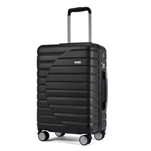 cluci carry on luggage with spinner wheels,lightweight hardside suitcase pc hardshell luggage with tsa lock,20" carry-on(black)