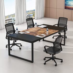 tribesigns 6ft conference table, 70.86" l x 35.43" w x 29.52" h meeting seminar table, large rectangle shaped computer desk, modern boardroom desk for office meeting conference room (black/brown)