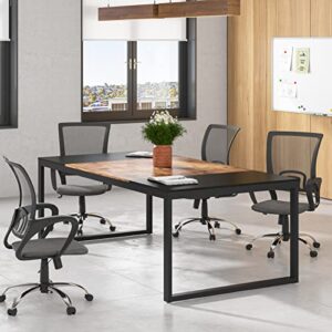 Tribesigns 6FT Conference Table, 70.86" L x 35.43" W x 29.52" H Meeting Seminar Table, Large Rectangle Shaped Computer Desk, Modern Boardroom Desk for Office Meeting Conference Room (Black/Brown)