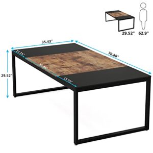 Tribesigns 6FT Conference Table, 70.86" L x 35.43" W x 29.52" H Meeting Seminar Table, Large Rectangle Shaped Computer Desk, Modern Boardroom Desk for Office Meeting Conference Room (Black/Brown)