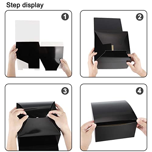 Frantis Black Gift Boxes 8x8x4 Inches 10 Pack, Paper Gift Box With Lids for Bridesmaid Proposal, Birthday, Party,Christmas, Wedding, Crafting Cupcake Boxes, Party Boxes Easy to Assemble Gift Box With Elegant Ribbons