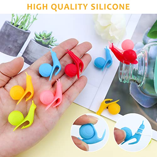 20 Pieces Cute Snail Shape Silicone Tea Bag Holder, LEEFONE Candy Colors Cup Hangers for Gift Set Home Party Supplies