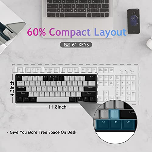 AULA RGB 60 Percent Wired Gaming Keyboard Mechanical, Mini Compact Hot Swappable Mechanical Gaming Keyboards with Brown Switches-Black&Grey