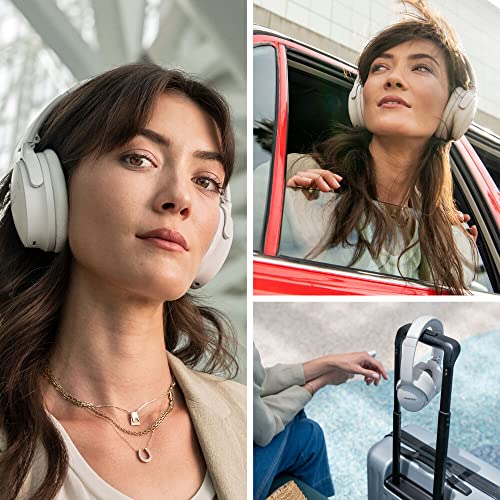 Bose QuietComfort 45 Wireless Noise-Canceling Headphones (White Smoke) Bundle with Headphone Stand + USB Wall Adapter + Headphone Cleaning Kit (Renewed)