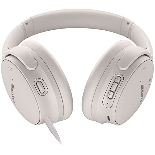 Bose QuietComfort 45 Wireless Noise-Canceling Headphones (White Smoke) Bundle with Headphone Stand + USB Wall Adapter + Headphone Cleaning Kit (Renewed)