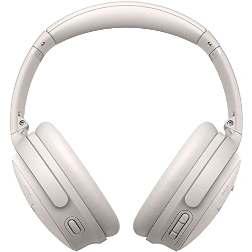 Bose QuietComfort 45 Wireless Noise-Canceling Headphones (White Smoke) Bundle with Headphone Stand + USB Wall Adapter + Headphone Cleaning Kit (Renewed)