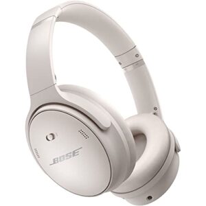 Bose QuietComfort 45 Wireless Noise-Canceling Headphones (White Smoke) Bundle with Headphone Stand + USB Wall Adapter + Headphone Cleaning Kit (Renewed)