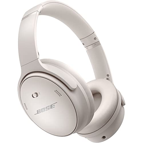 Bose QuietComfort 45 Wireless Noise-Canceling Headphones (White Smoke) Bundle with Headphone Stand + USB Wall Adapter + Headphone Cleaning Kit (Renewed)
