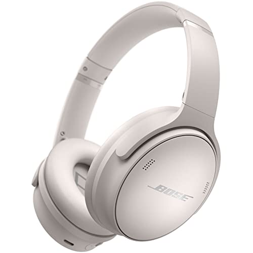 Bose QuietComfort 45 Wireless Noise-Canceling Headphones (White Smoke) Bundle with Headphone Stand + USB Wall Adapter + Headphone Cleaning Kit (Renewed)