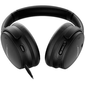 Bose QuietComfort 45 Wireless Noise-Canceling Headphones (Triple Black) Bundle with Headphone Stand + USB Wall Adapter + Headphone Cleaning Kit (Renewed)