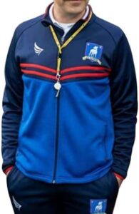rokees mens football coach track blue jacket | football track blue jacket (blue, medium)