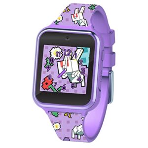 accutime minecraft kids purple educational learning touchscreen smart watch toy for girls, boys, toddlers - selfie cam, learning games, alarm, calculator, pedometer & more (model: min4163az)