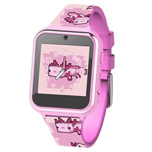 accutime minecraft kids pink educational learning touchscreen smart watch toy for girls, boys, toddlers - selfie cam, learning games, alarm, calculator, pedometer & more (model: min4160az)