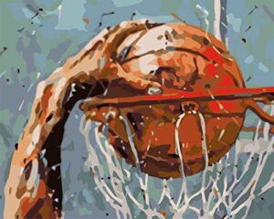 yscolor dunk basketball still life diy painting by numbers wall art picture acrylic painting for home decoration 16x20inch