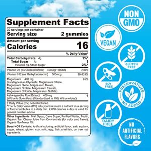 Magnesium Gummies 400mg | as 8 Forms of Magnesium Glycinate, Malate, Citrate, Taurate, Oxide, and More | with Ashwagandha Extract, D3 & B12 Supports for Calm, Zzz, Mood, Muscle Cramp - Vegan 120 Cts