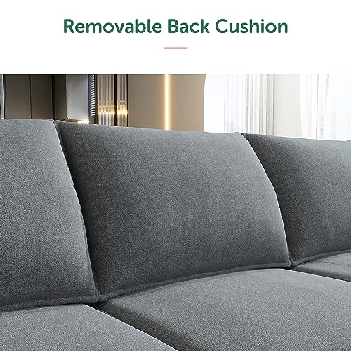 HONBAY Oversized Modular Sofa U Shape Modular Couch with Chaise Modular Sectional Couch Sofa with Storage Seats, Bluish Grey