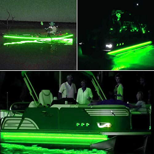 Seaponer Pontoon Boat Light, Marine Led Light Strip for Duck Jon Bass Boat Sailboat Kayak Flex Lighting for Boat Deck Light Accent Light Interior Lights Fishing Night, Green, 12v, 10m (32.8ft)