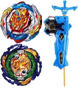 2-piece gyros(b-185 b-201) + 1-piece launcher battle bey burst set, battling tops, stickers & launchers set, boys kids birthday party idea 534