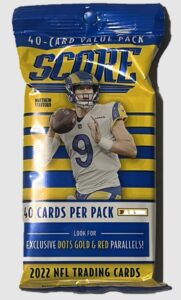 2022 panini score football cello fat pack - 40 trading cards per pack