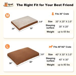 Miguel Canvas Dog Bed with Silky Sherpa Top,12 Ounce 100% Cotton Dog Pillow with Removable Cover, Outdoor Waterproof Durable Pet Mat Reversible Cool & Warm for All Season Indoor Outdoor 38 in Caramel