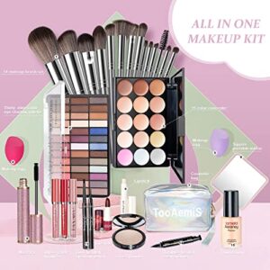 30 Pieces Makeup Kit for Women Full Kit, TooAemiS Professional Makeup Kit for Teens or Adult, All in One Makeup Sets Include Eyeshadow Palette Lipstick Concealer Foundation Mascara Loose Powder Etc