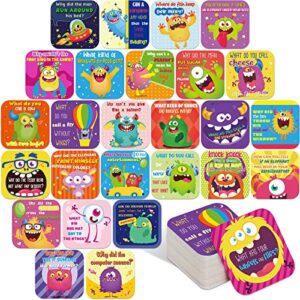 80 pcs joke cards for lunchbox kids cute lunchbox notes inspirational classroom affirmations lunch cards puns cards for teacher kids student party mini notes postcards (monster style)