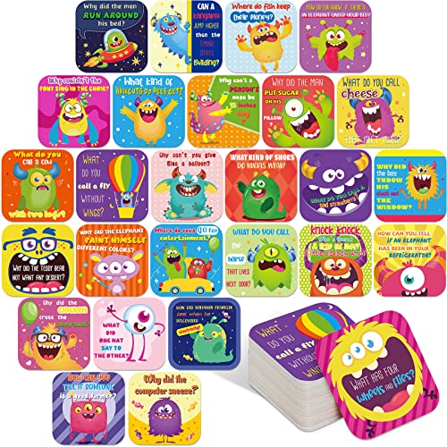 80 Pcs Joke Cards for Lunchbox Kids Cute Lunchbox Notes Inspirational Classroom Affirmations Lunch Cards Puns Cards for Teacher Kids Student Party Mini Notes Postcards (Monster Style)