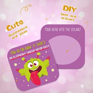 80 Pcs Joke Cards for Lunchbox Kids Cute Lunchbox Notes Inspirational Classroom Affirmations Lunch Cards Puns Cards for Teacher Kids Student Party Mini Notes Postcards (Monster Style)