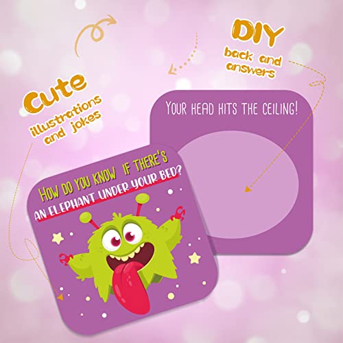 80 Pcs Joke Cards for Lunchbox Kids Cute Lunchbox Notes Inspirational Classroom Affirmations Lunch Cards Puns Cards for Teacher Kids Student Party Mini Notes Postcards (Monster Style)