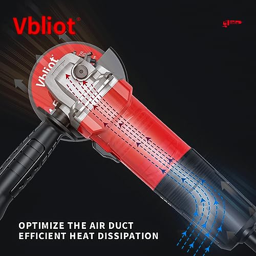 VBLIOT 850w Angle Grinder 5 Inch Power Grinder Tool 7 Amp Power Grinder 360° Rotational Guard 12000rpm Power Angle Grinders for Cutting and Grinding Metal Stone Wood grinder tool