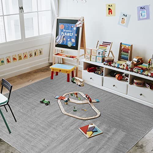 96.5 Sq. Ft Wood Grain Mats Foam Tiles 23.6 x 23.6 Inch 25 Pcs Interlocking Foam Floor Mats EVA Foam Floor Tiles for Kids Adults Playroom Bedroom Farmhouse Flooring (Grey)