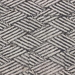 Casavani Handmade Area Rugs Hand Block Printed Cotton Dhurrie Gray, Black Boho Kilim Flat Weave Rug Indoor Bedroom Decor Rugs for Laundry Kitchen Bathroom 4x20 Feet Runner (120x600 cm)