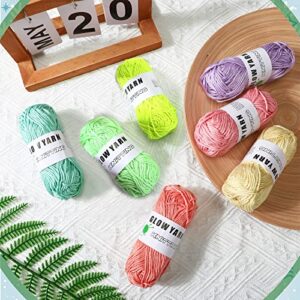 15 Rolls Glow in The Dark Yarn Luminous Knitting Crochet Yarn for Crocheting DIY Glow Fingering Weight Yarn for DIY Arts Crafts Sewing Glow in The Dark Party Supplies, 820 yd Roll (Bright Color)