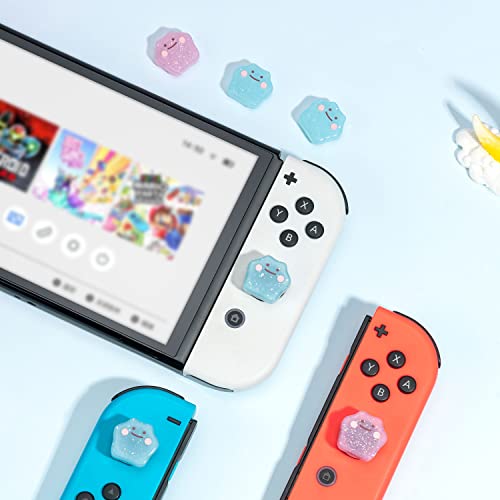 4PCS Jusy Thumb Grip Caps Compatible with Nintendo Switch/OLED/Switch Lite, Soft Silicone Joy-Con Joystick Grip Cute 3D Analog Stick Cover Doughnuts, 132