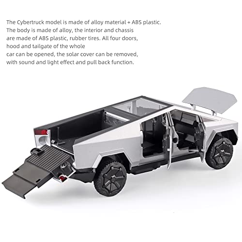 OANMYJJO 1/32 Scale Diecast Cybertruck Car Model，Zinc Alloy Toy Car，with Sound and Light、Pull Back，for Kids Age 3 Year and UP （Kids Gift）