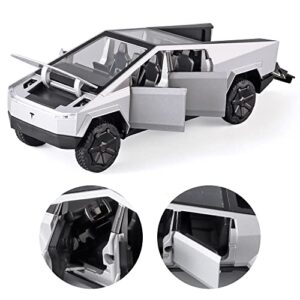 OANMYJJO 1/32 Scale Diecast Cybertruck Car Model，Zinc Alloy Toy Car，with Sound and Light、Pull Back，for Kids Age 3 Year and UP （Kids Gift）