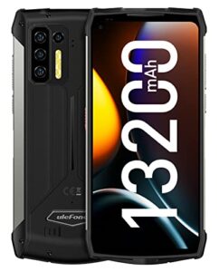 ulefone power armor 13 (8gb + 128gb) rugged smartphone, 13200mah large battery, fhd+ 6.81" screen octa-core 48mp quad camera android 11, nfc otg wireless charging, ip68 waterproof unlocked cell phone