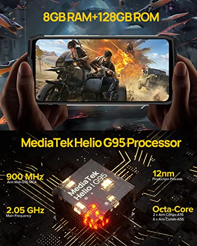 Ulefone Power Armor 13 (8GB + 128GB) Rugged Smartphone, 13200mAh Large Battery, FHD+ 6.81" Screen Octa-core 48MP Quad Camera Android 11, NFC OTG Wireless Charging, IP68 Waterproof Unlocked Cell Phone