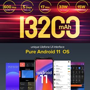 Ulefone Power Armor 13 (8GB + 128GB) Rugged Smartphone, 13200mAh Large Battery, FHD+ 6.81" Screen Octa-core 48MP Quad Camera Android 11, NFC OTG Wireless Charging, IP68 Waterproof Unlocked Cell Phone