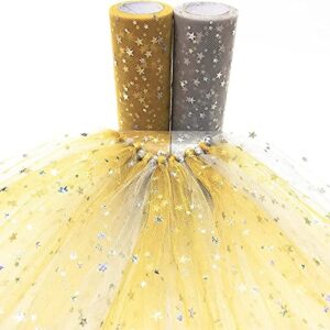 Glitter Tulle Fabric Rolls, 6” by 50 Yards (150FT) Sparkling Tulle Spool Ribbon Sequin Tulle Netting Fabric for Tutu Skirt Wedding Birthday Baby Shower Bows Party Decoration (Grey)