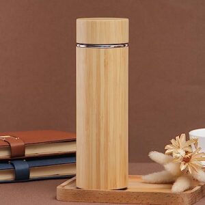 Eco Friendly Stainless Steel Thermos Insulated Drinking Bamboo Water Bottle Coffee Tumbler 17 oz