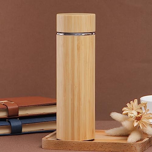 Eco Friendly Stainless Steel Thermos Insulated Drinking Bamboo Water Bottle Coffee Tumbler 17 oz