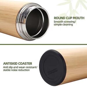 Eco Friendly Stainless Steel Thermos Insulated Drinking Bamboo Water Bottle Coffee Tumbler 17 oz