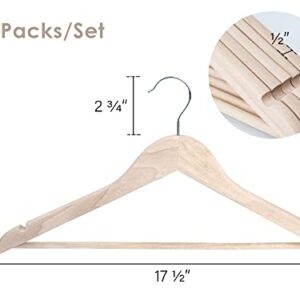 StorageWorks Coat Hanger, Schima Superba Clothes Hanger, Natural Wood Hangers for Shirts, Jackets, Pants, Coats, Suits, Sweaters, 10 Pack