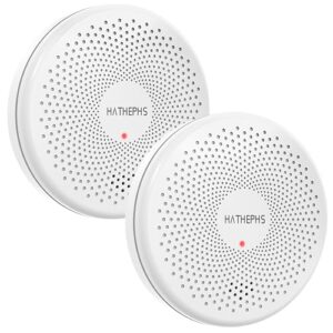 carbon monoxide detector smoke detector combo, hathephs 10 year battery ultra-thin photoelectric smoke alarm and co detector with large test/silence button, 2-pack