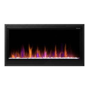 dimplex 36 inch slim built-in linear electric fireplace | shallow 4-inch depth with multi-fire color technology, remote and acrylic crystal ember bed included - sits flush in most home frames