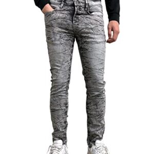 Southpole Men's Stretch Signature Denim, Marble Grey Black